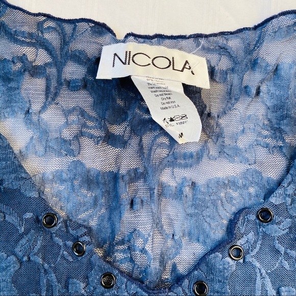 Vintage Y2K 90s floral Lace mesh baby tee top - Picture 6 of 6